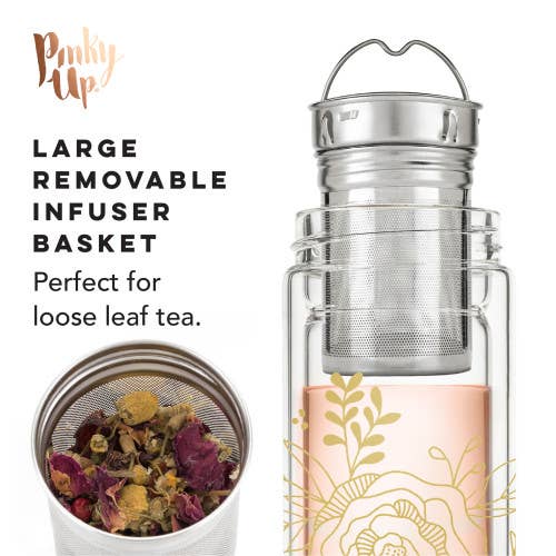 Insulated Glass Travel Mug w/ Tea Infuser