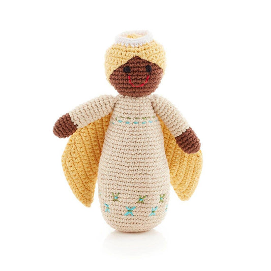 Christmas Angel Rattle in Butter Yellow