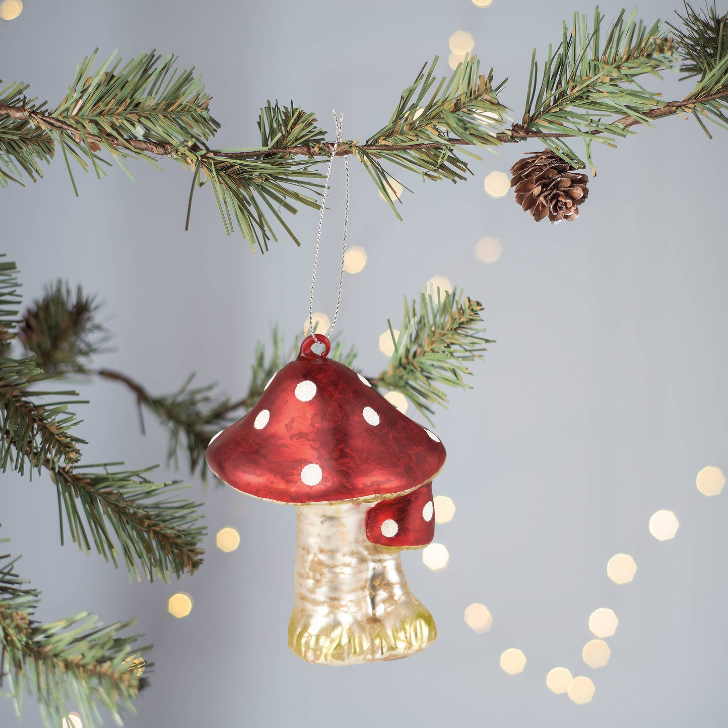 Red Glass Mushroom Ornament