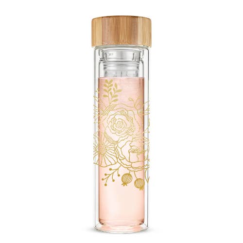 Insulated Glass Travel Mug w/ Tea Infuser