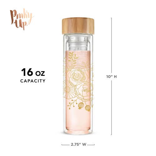 Insulated Glass Travel Mug w/ Tea Infuser