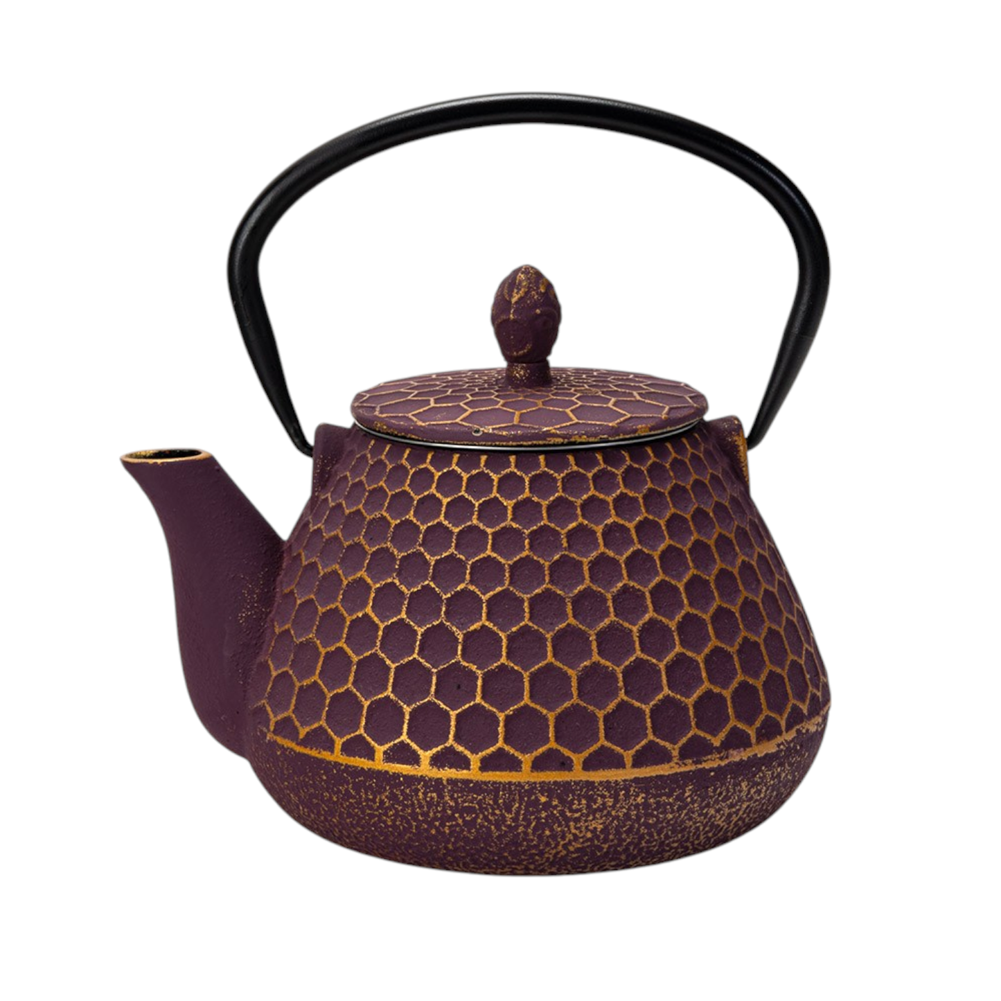 Purple Honeycomb Cast Iron Tea Pot