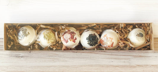 Mini Bath Bomb Set | Set of Six | Flowers + Salts