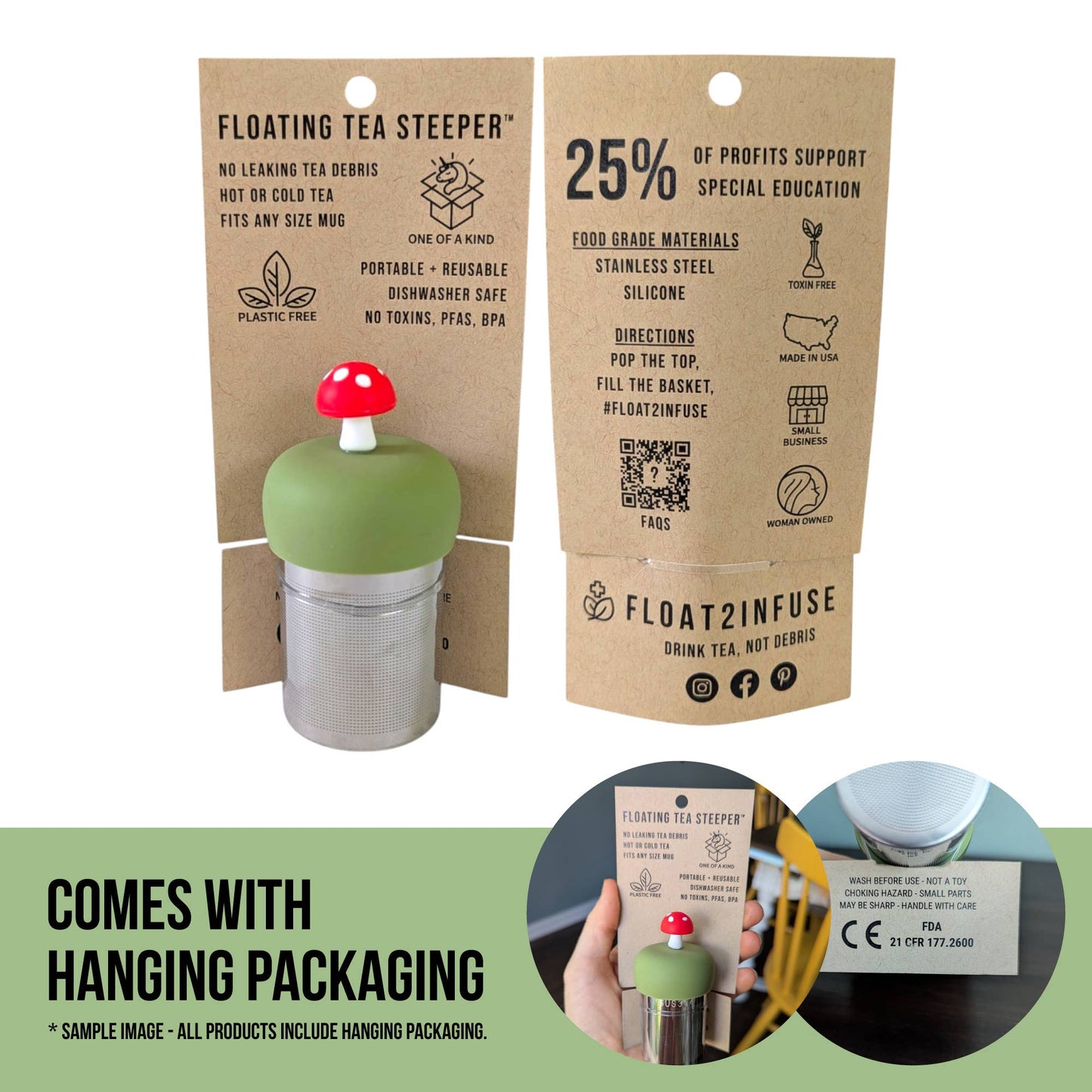 Graduation Cap | Floating Tea Steeper | Green Base | Black