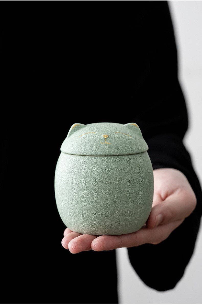 Tea container storage jar - Cat