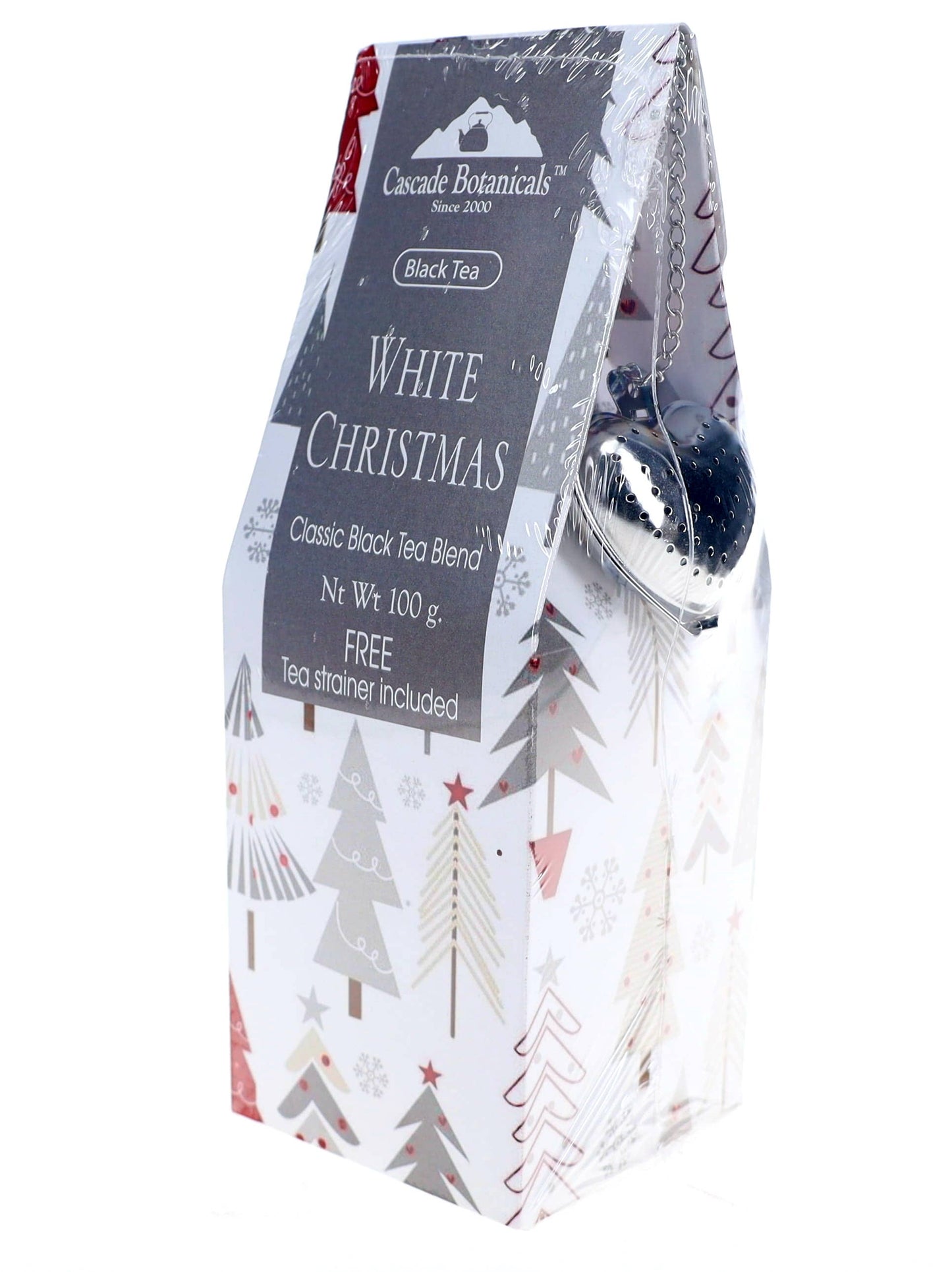 Holiday Tea White Christmas Gift Box, FREE STRAINER