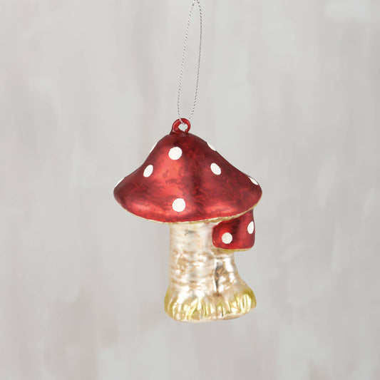 Red Glass Mushroom Ornament