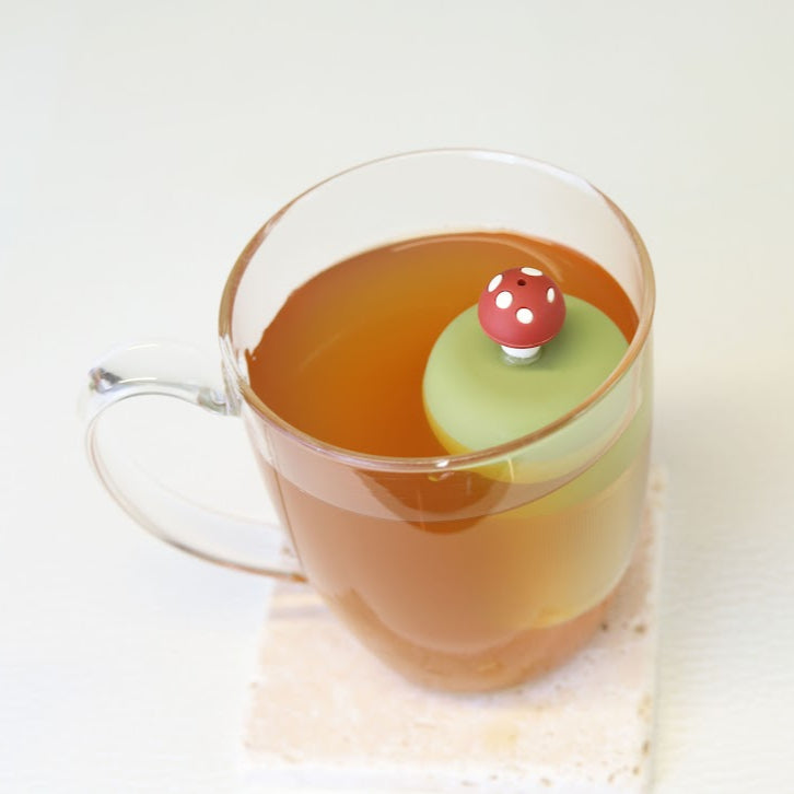 Chestnut Brown Mushroom Floating Tea Steeper I Green Base
