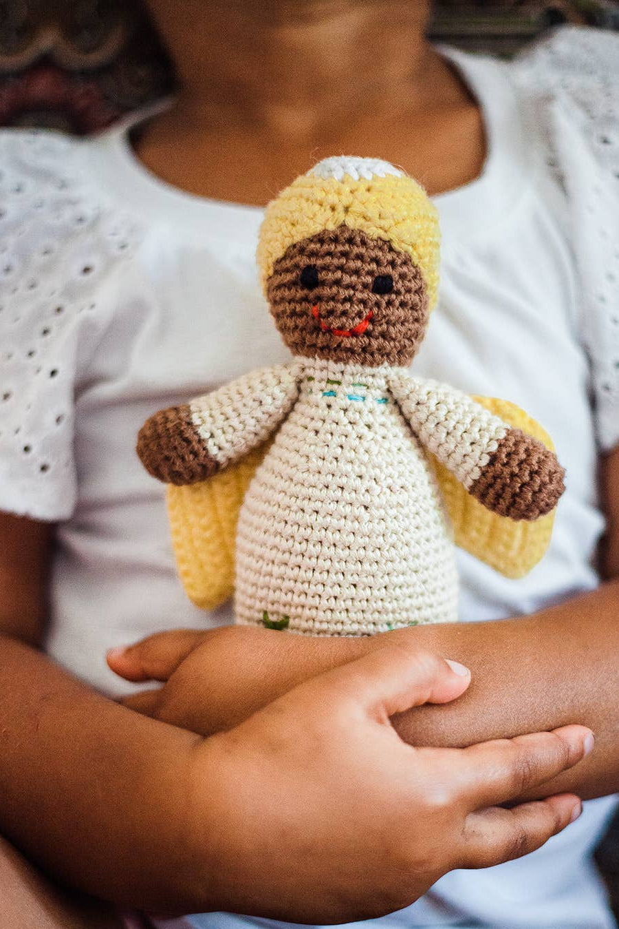 Christmas Angel Rattle in Butter Yellow