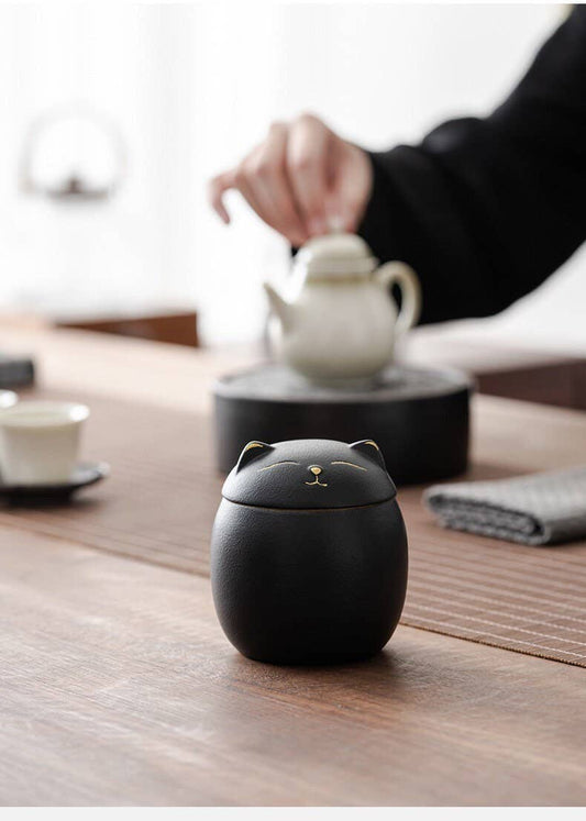 Tea container storage jar - Cat