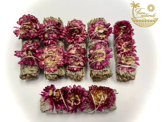Purple Sunflower with White Sage Bundles