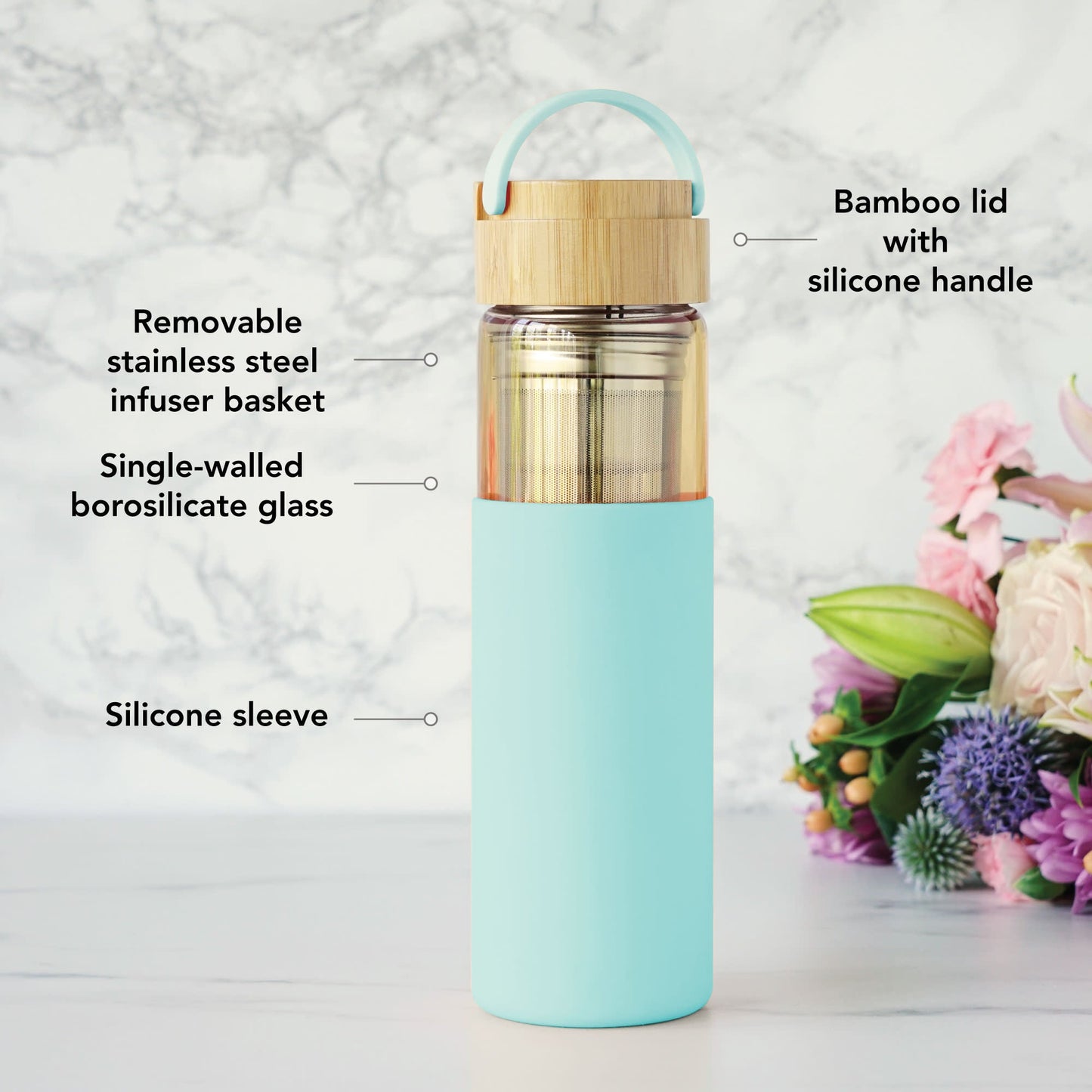 Dana Glass Travel Mug in Turquoise