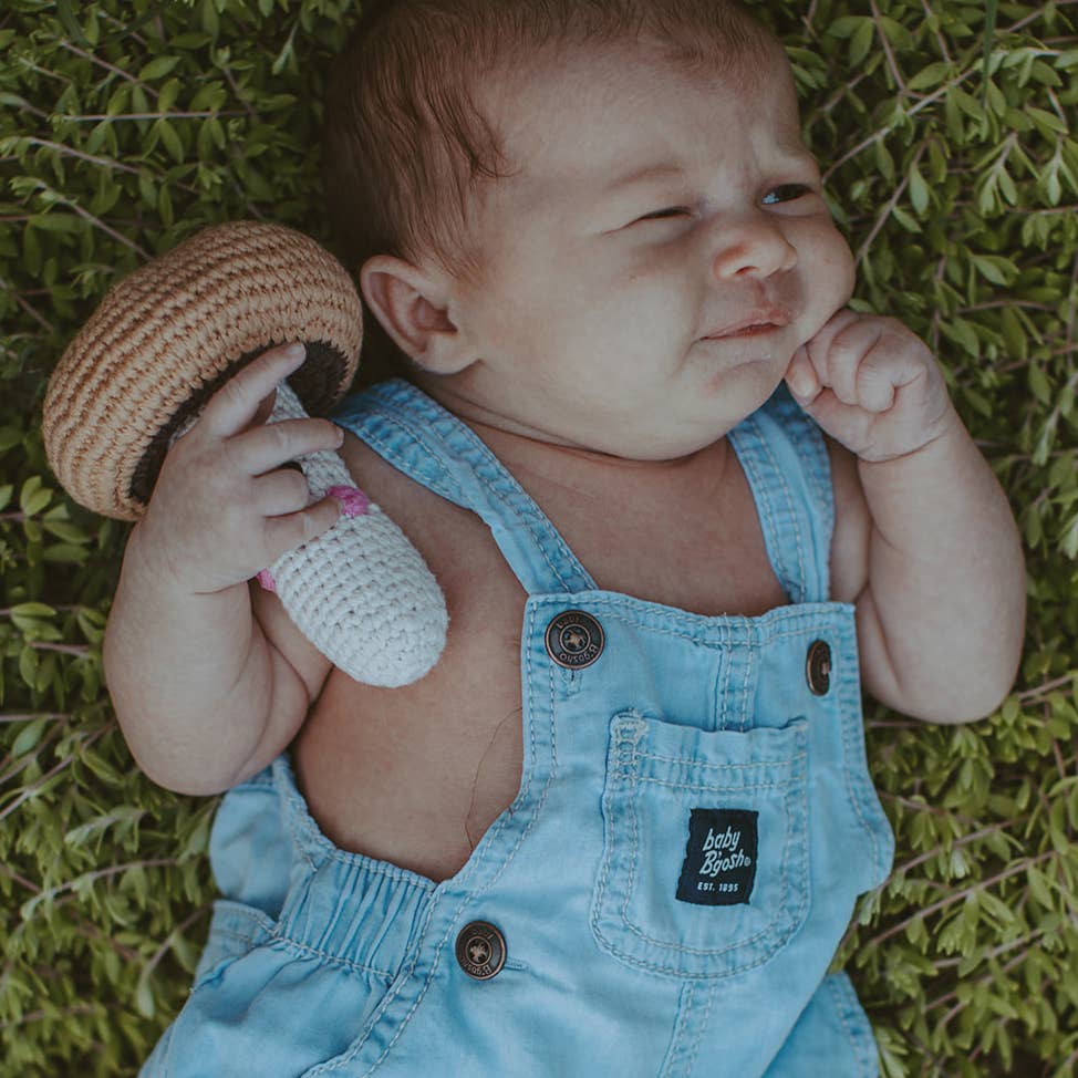Whimsical Brown Mushroom Rattle