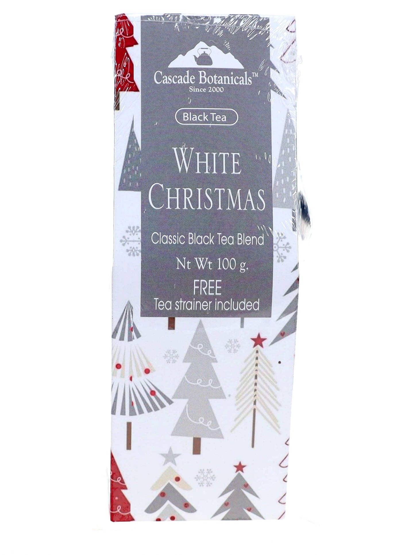 Holiday Tea White Christmas Gift Box, FREE STRAINER