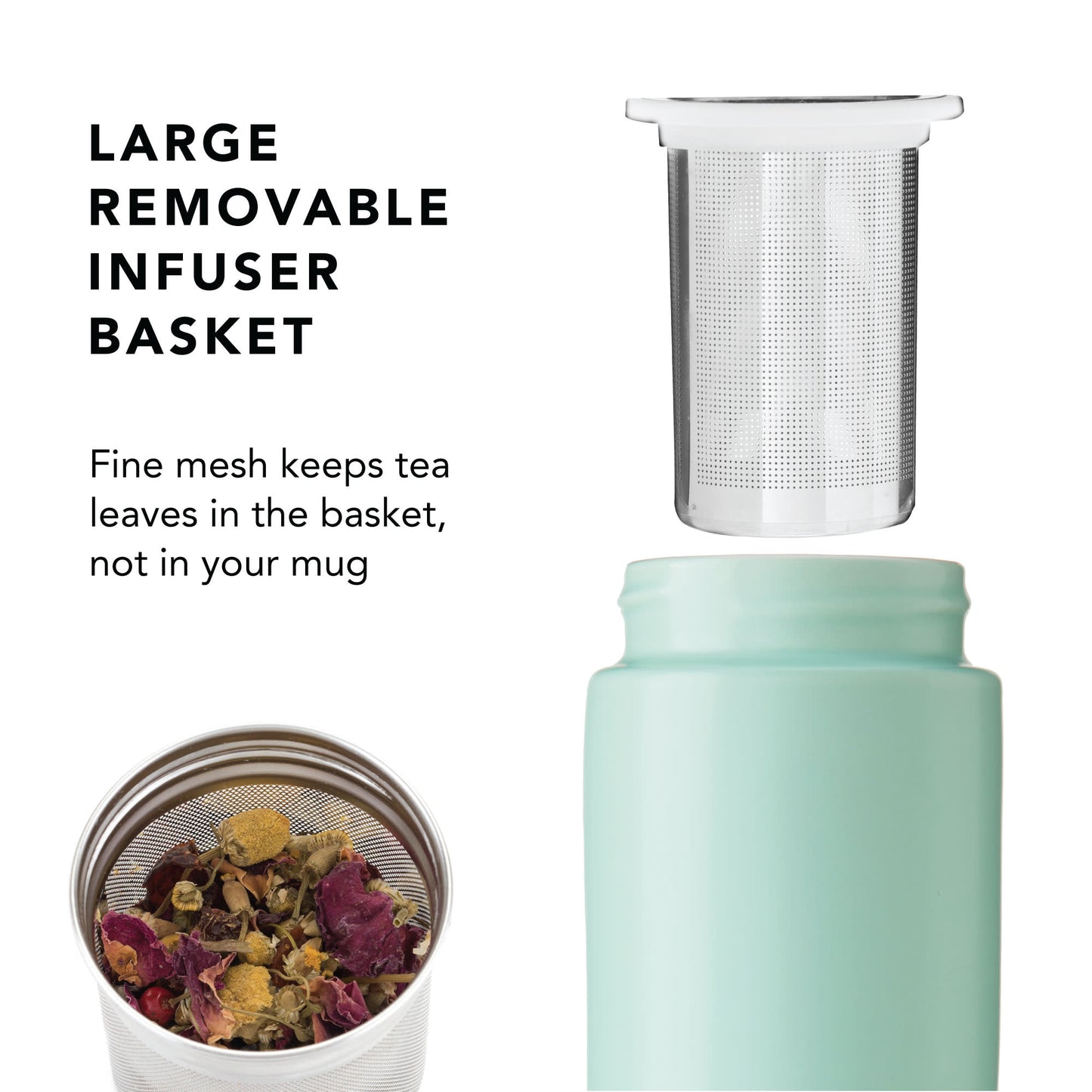 Tatyana Ceramic To-Go Infuser Mug in Turquoise