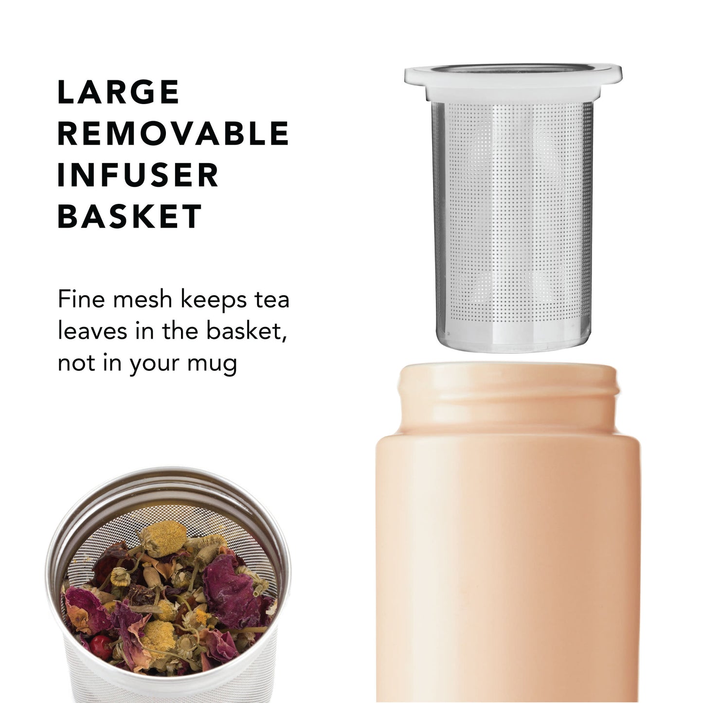 Tatyana Ceramic To-Go Infuser Mug in Coral