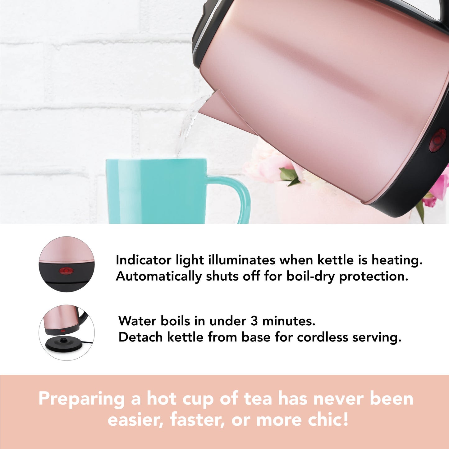 Parker Rose Gold Electric Tea Kettle