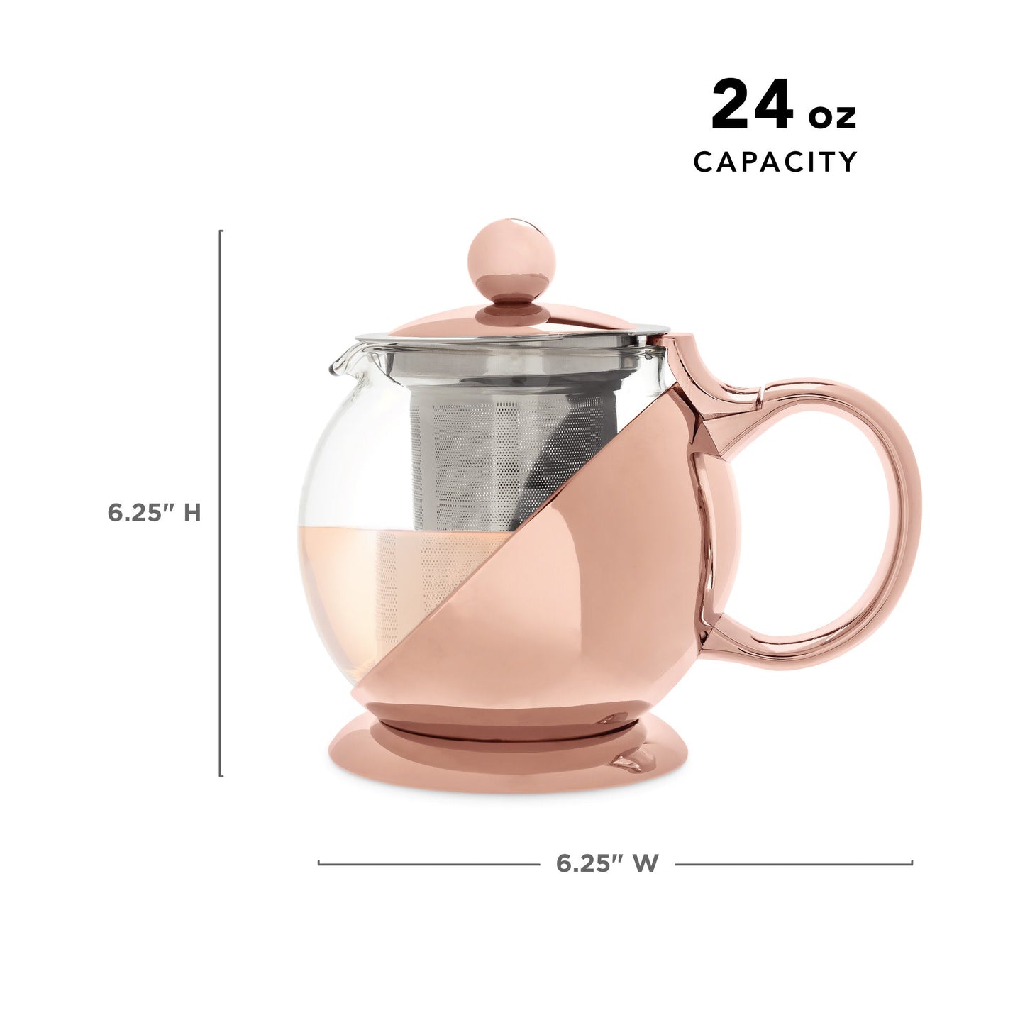 Shelby Glass and Rose Gold Wrapped Teapot
