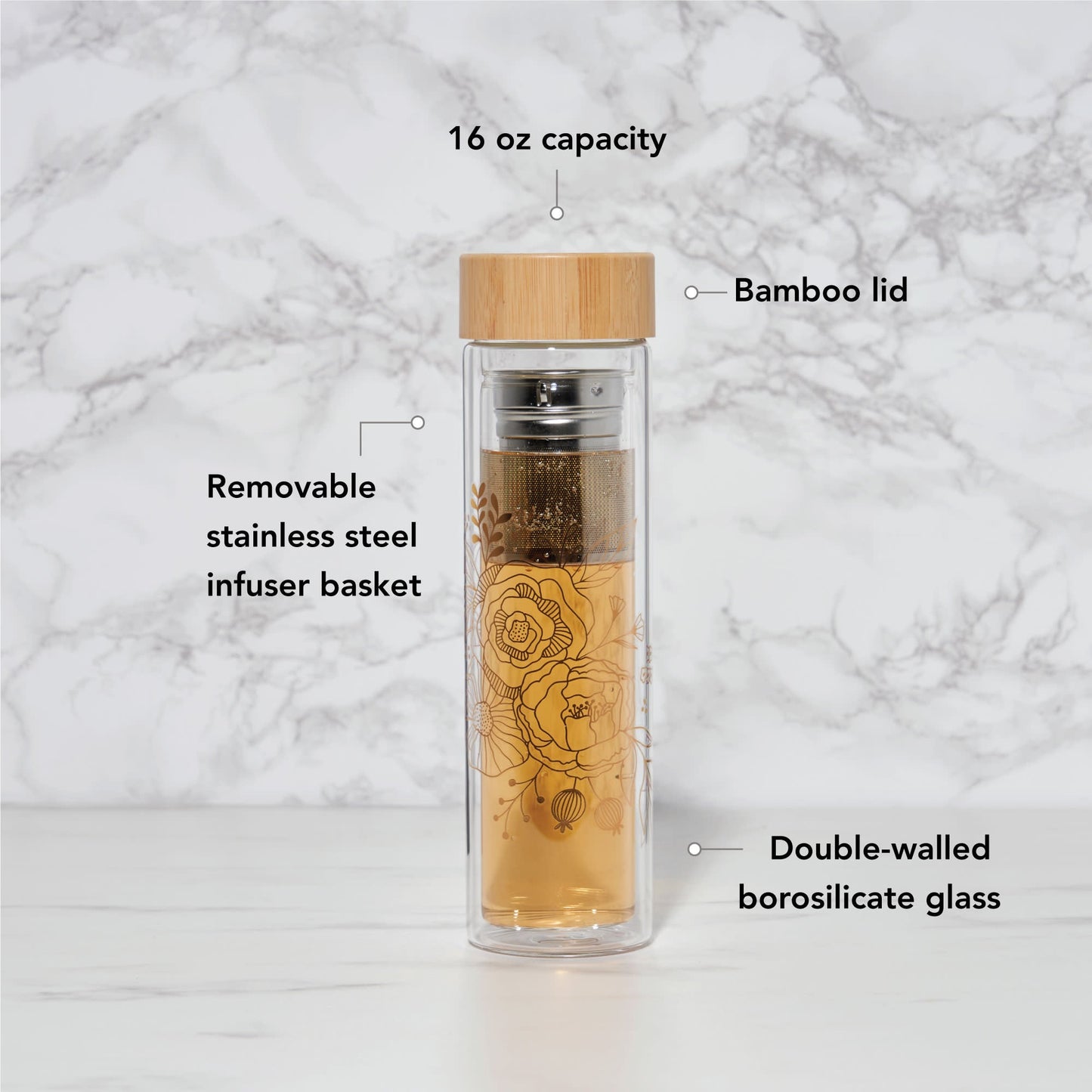 Blair: Bouquet Glass Travel Infuser Mug