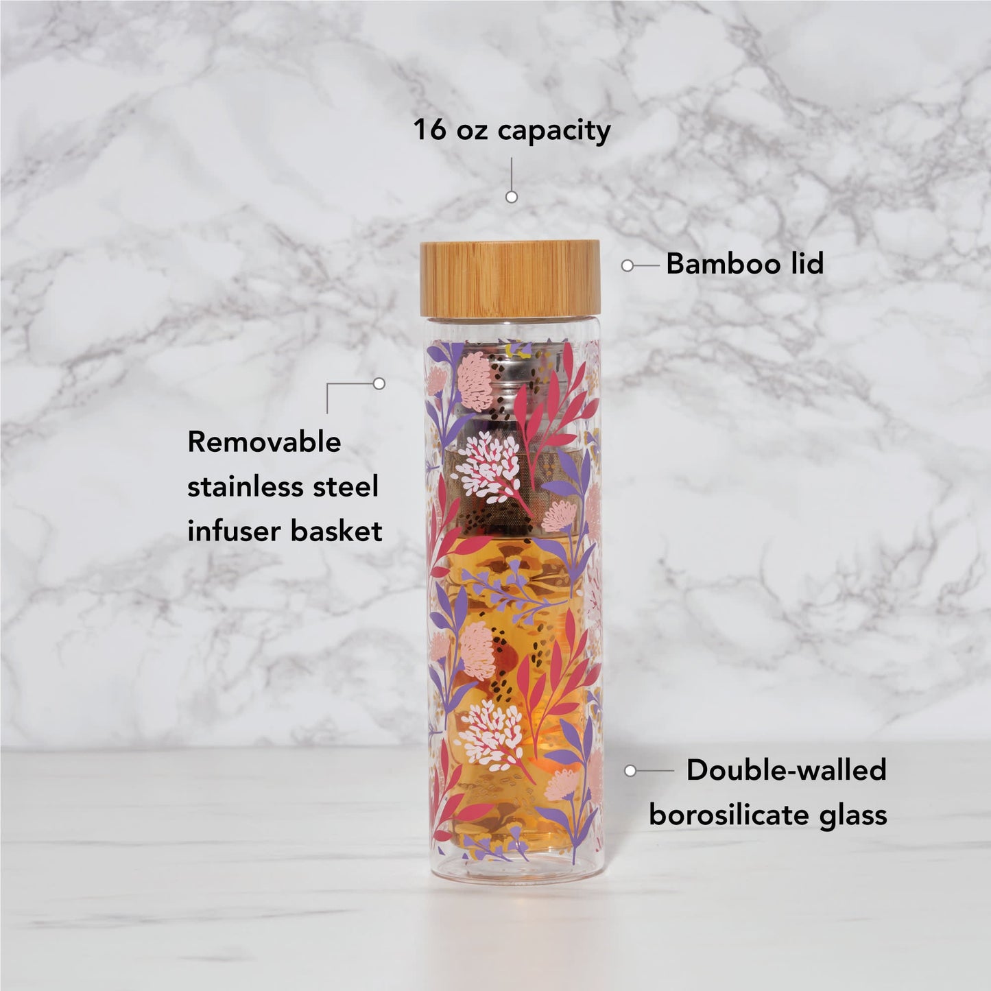 Blair: Botanical Bliss Glass Travel Infuser Mug