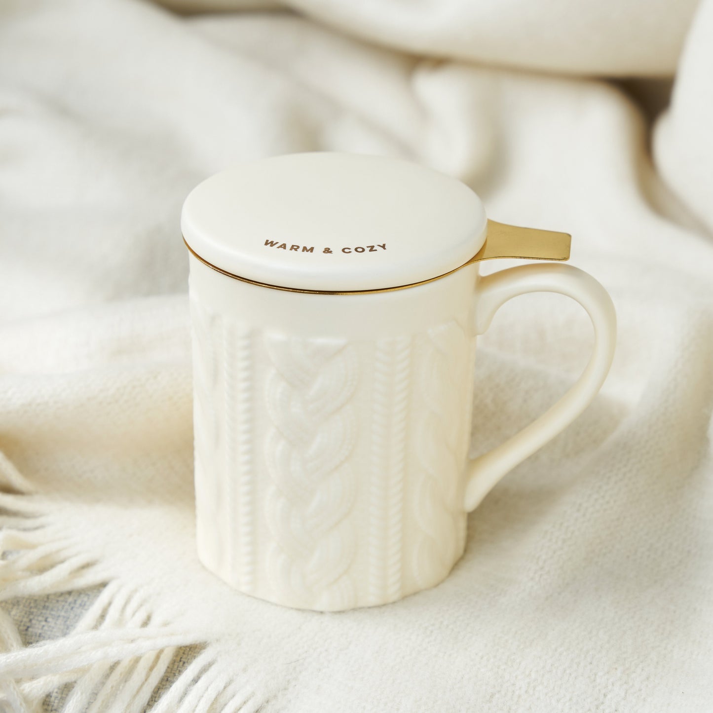 Annette Knit Ceramic Tea Mug & Infuser