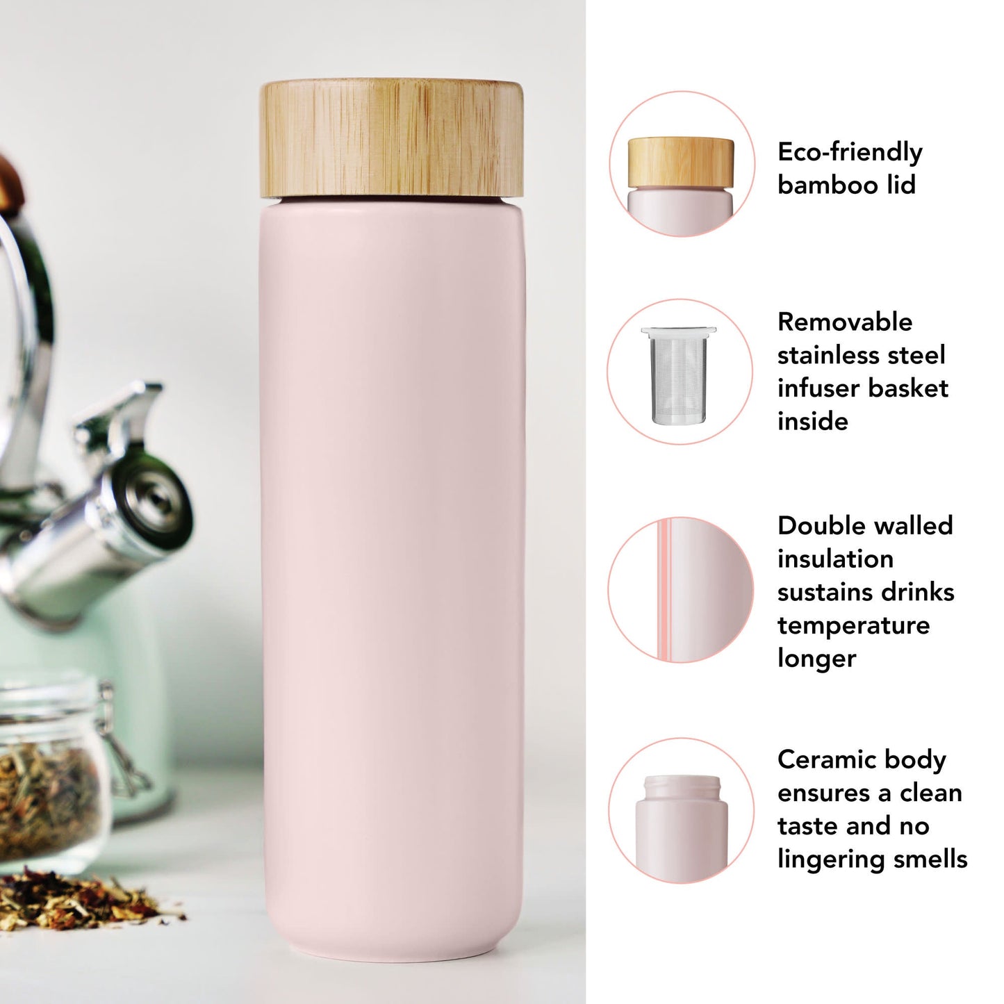 Tatyana Ceramic To-Go Infuser Mug in Lavender