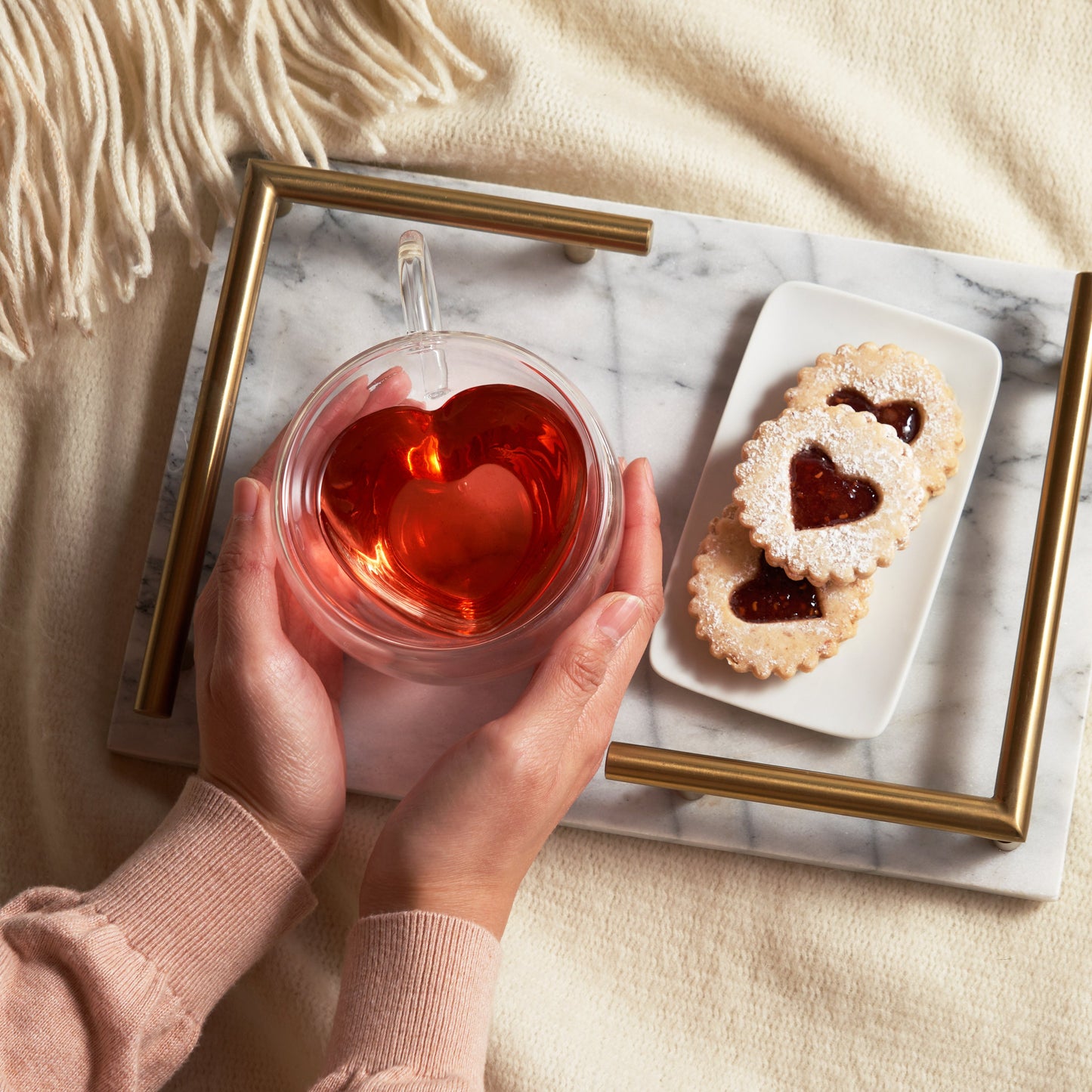 Kendall Heart Double Walled Glass Tea Mug