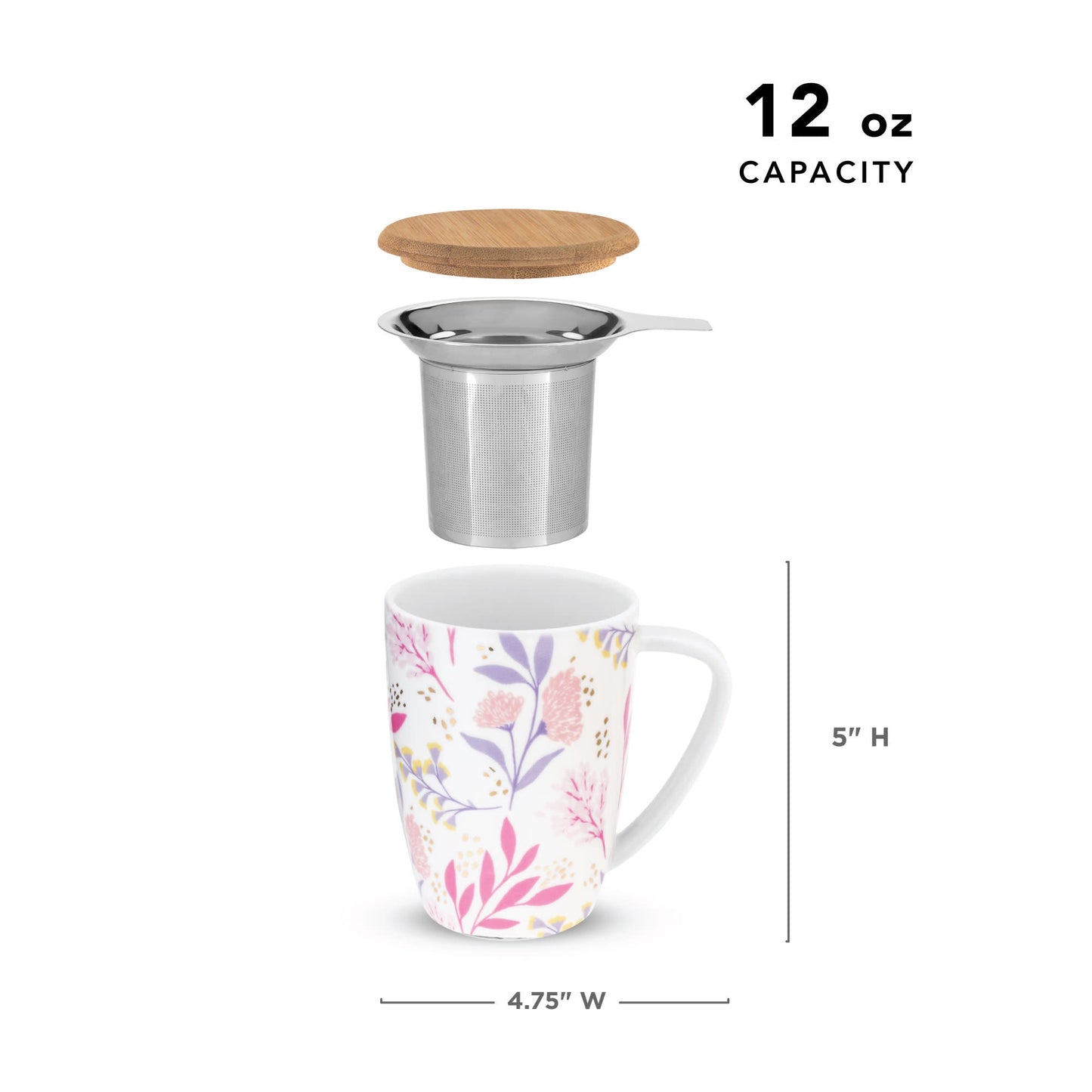 Bailey: Botanical Bliss Ceramic Tea Mug & Infuser